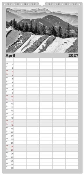 Produktbild: Familienplaner 2027 - Traumhafte Allg&auml;uer Alpen mit 5 Spalten (Wandkalender, 21 x 45 cm) CALVENDO