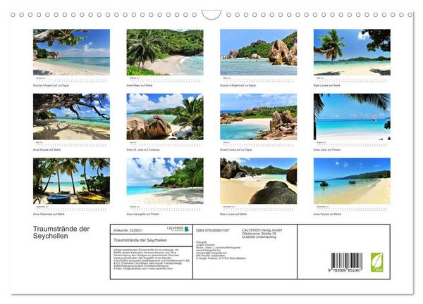 Produktbild: Traumstr&auml;nde der Seychellen (Wandkalender 2027 DIN A3 quer), CALVENDO Monatskalender