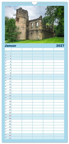 Produktbild: Familienplaner 2027 - Romantische Ruinen mit 5 Spalten (Wandkalender, 21 x 45 cm) CALVENDO