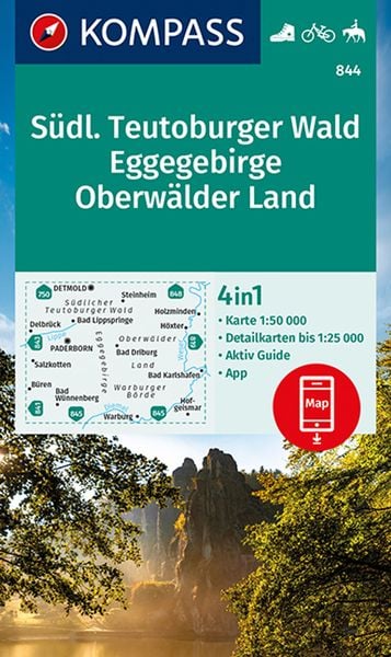 KOMPASS Wanderkarte 844 Südlicher Teutoburger Wald - Eggegebirge - Oberwälder Land 1:50.000