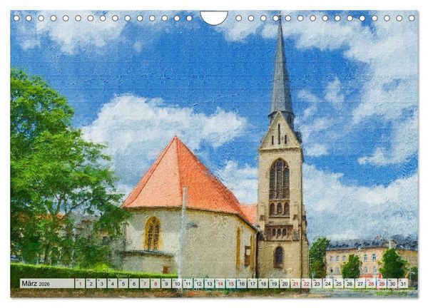 Produktbild: Gera gesehen mit Pinsel und &Ouml;l (Wandkalender 2026 DIN A4 quer), CALVENDO Monatskalender