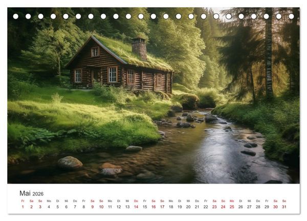 Produktbild: H&uuml;ttenzauber - Ein visueller Streifzug durch Norwegens Wildnis (Tischkalender 2026 DIN A5 quer), CALVENDO Monatskalender