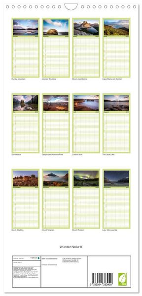 Produktbild: Familienplaner 2027 - Wunder Natur II mit 5 Spalten (Wandkalender, 21 x 45 cm) CALVENDO