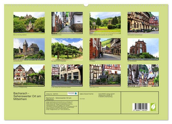 Produktbild: Bacharach - Sehenswerter Ort am Mittelrhein (hochwertiger Premium Wandkalender 2026 DIN A2 quer), Kunstdruck in Hochglanz