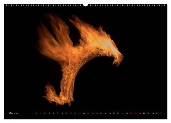 Produktbild: Feuerdrache (hochwertiger Premium Wandkalender 2026 DIN A2 quer), Kunstdruck in Hochglanz