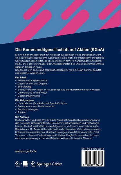 Produktbild: Die Kommanditgesellschaft auf Aktien (KGaA)