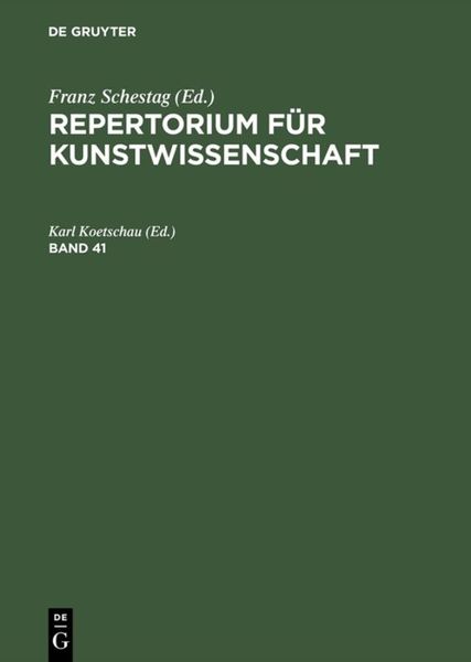 Produktbild: Repertorium f&uuml;r Kunstwissenschaft. Band 41