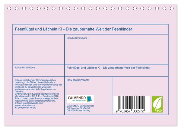 Produktbild: Feenfl&uuml;gel und L&auml;cheln KI - Die zauberhafte Welt der Feenkinder (Tischkalender 2026 DIN A5 quer), CALVENDO Monatskalender