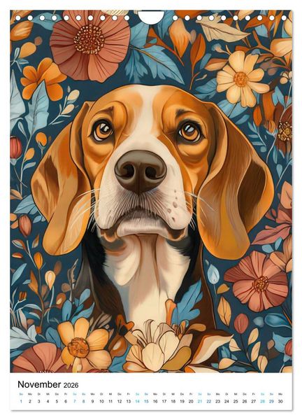 Produktbild: Beagle im Blumenmeer (Wandkalender 2026 DIN A4 hoch), CALVENDO Monatskalender
