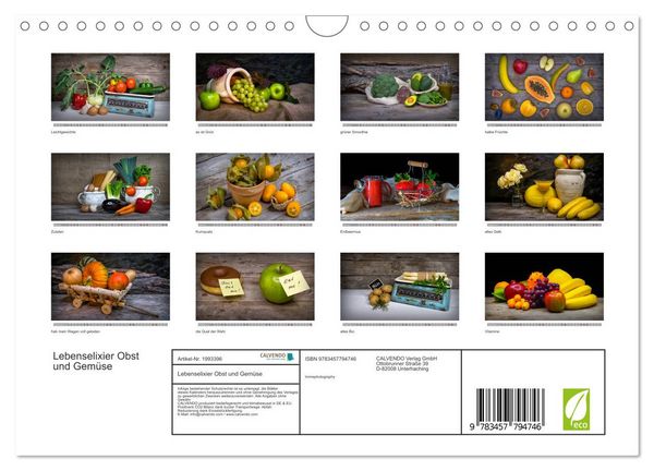 Produktbild: Lebenselixier Obst und Gem&uuml;se (Wandkalender 2026 DIN A4 quer), CALVENDO Monatskalender