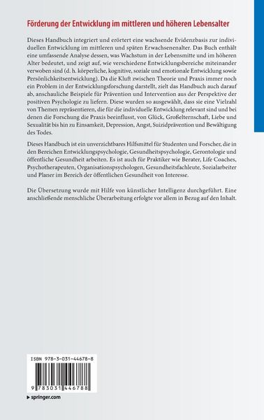 Produktbild: F&ouml;rderung der Entwicklung im mittleren und h&ouml;heren Lebensalter