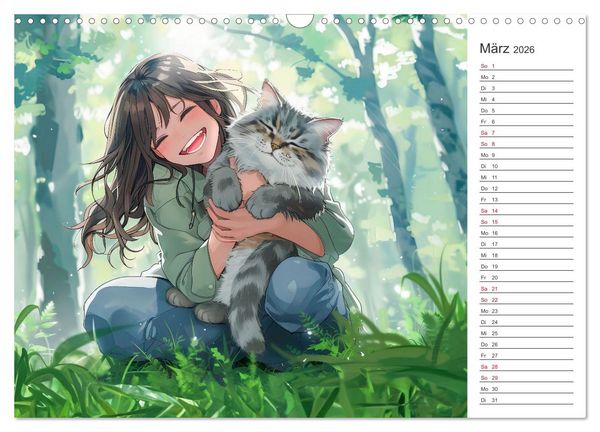 Produktbild: Anime-Freunde - Terminplaner mit niedlichen Tierfreundschaften (Wandkalender 2026 DIN A3 quer), CALVENDO Monatskalender