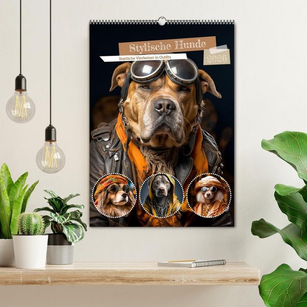 Produktbild: Stylische Hunde (Wandkalender 2026 DIN A2 hoch), CALVENDO Monatskalender