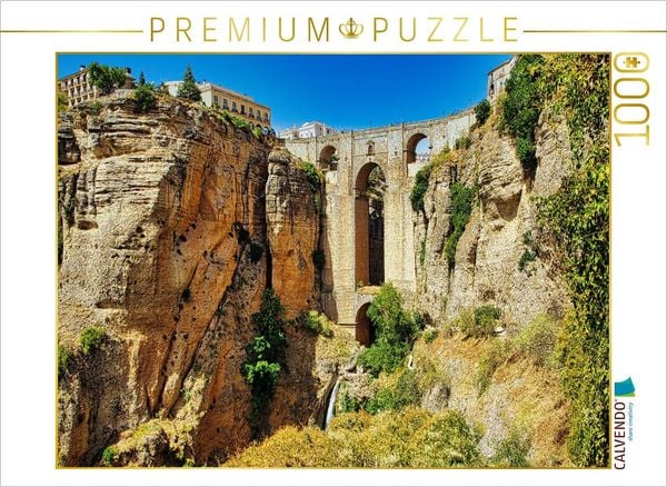 Produktbild: CALVENDO Puzzle In einer H&ouml;he von rund 120 Metern &uuml;berspannt die Steinbr&uuml;cke Puente Nuevo die Schlucht El Tajo, in die sich Rondas Fluss Guadalev&iacute;n re