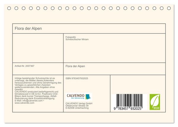 Produktbild: Flora der Alpen (Tischkalender 2026 DIN A5 quer), CALVENDO Monatskalender