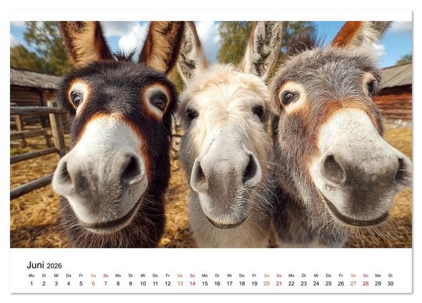 Produktbild: Esel - sanfte Seelen, gro&szlig;e Ohren (Tischkalender 2026 DIN A5 quer), CALVENDO Monatskalender