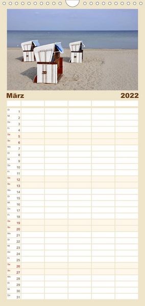 Produktbild: Familienplaner Strandkorb-Impressionen (Wandkalender 2022 , 21 cm x 45 cm, hoch)