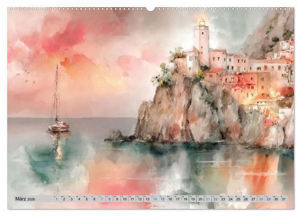 Produktbild: Segeltr&auml;ume und Leuchtturmlichter (hochwertiger Premium Wandkalender 2026 DIN A2 quer), Kunstdruck in Hochglanz