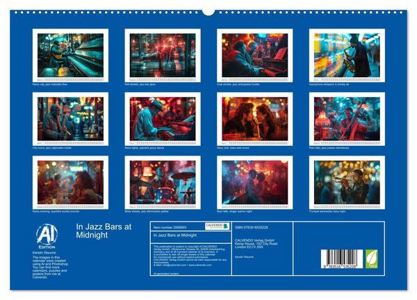 Produktbild: In Jazz Bars at Midnight (High Quality Premium Wall Calendar 2026 DIN A2 landscape),CALVENDO 12 Month Wall Calendar