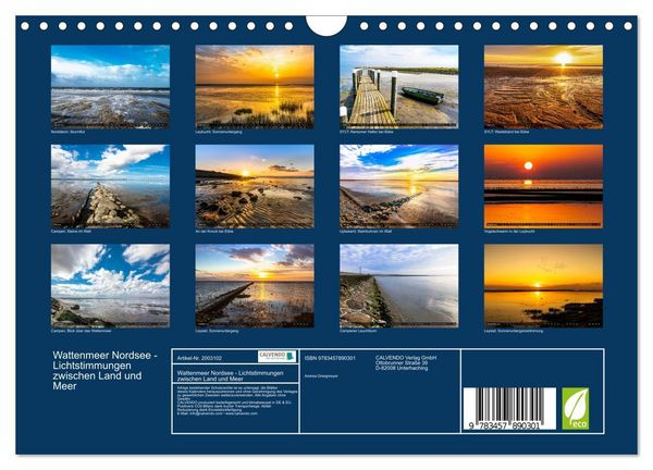 Produktbild: Wattenmeer Nordsee - Lichtstimmungen zwischen Land und Meer (Wandkalender 2026 DIN A4 quer), CALVENDO Monatskalender