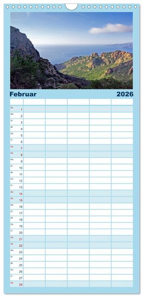Produktbild: Familienplaner 2026 - Korsika - Farben einer wilden Sch&ouml;nheit mit 5 Spalten (Wandkalender, 21 x 45 cm) CALVENDO