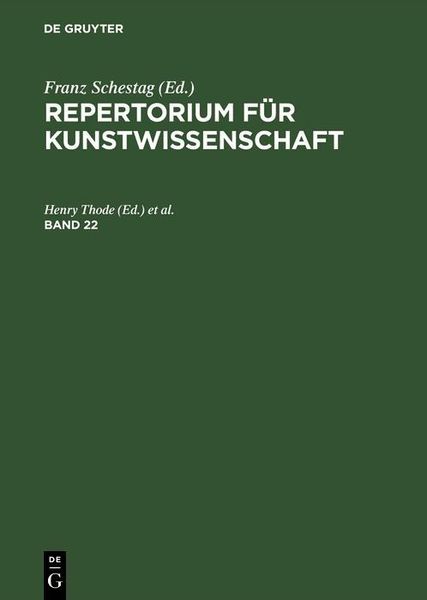 Produktbild: Repertorium f&uuml;r Kunstwissenschaft. Band 22
