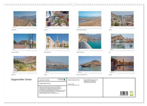 Produktbild: Sagenhafter Oman (Wandkalender 2026 DIN A2 quer), CALVENDO Monatskalender