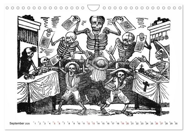 Produktbild: Calaveras - Totenk&ouml;pfe und Skelette (Wandkalender 2026 DIN A4 quer), CALVENDO Monatskalender