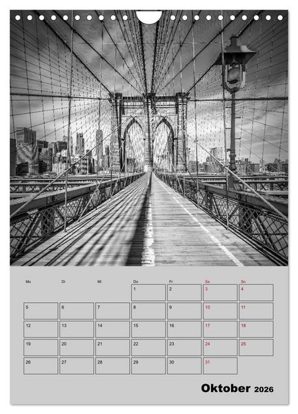 Produktbild: NEW YORK CITY Monochrome Stadtansichten (Wandkalender 2026 DIN A4 hoch), CALVENDO Monatskalender