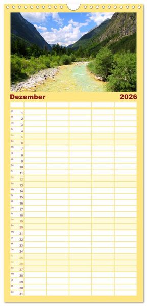 Produktbild: Familienplaner 2026 - Slowenien - Triglav Nationalpark mit 5 Spalten (Wandkalender, 21 x 45 cm) CALVENDO