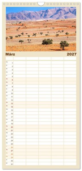 Produktbild: Familienplaner 2027 - Lichterf&uuml;lltes Namibia mit 5 Spalten (Wandkalender, 21 x 45 cm) CALVENDO