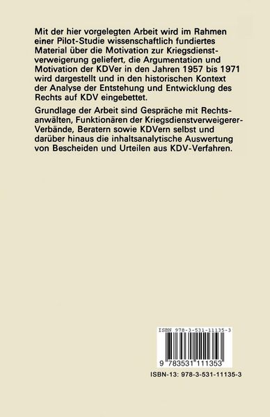 Produktbild: Kriegsdienstverweigerer in der BRD