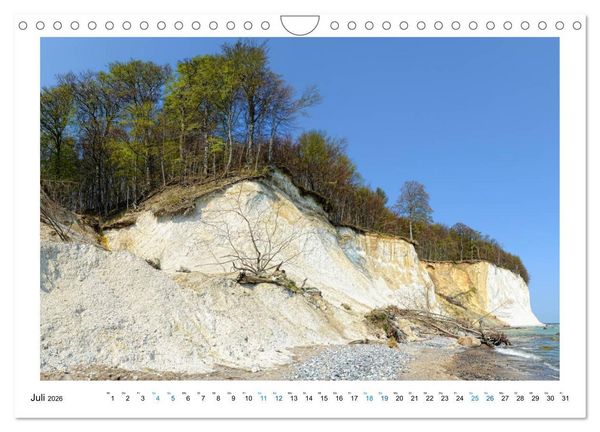 Produktbild: Kreidefelsen Insel R&uuml;gen - Sonne, Wind und Ostsee (Wandkalender 2026 DIN A4 quer), CALVENDO Monatskalender