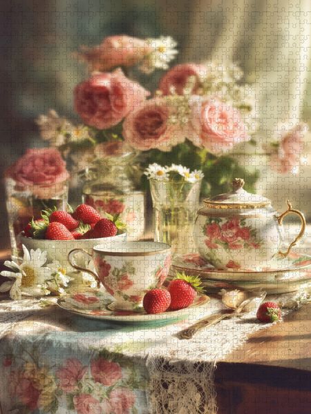 Produktbild: CALVENDO Puzzle Fr&uuml;chtetee und Sommerlicht die Welt l&auml;chelt durchs Fenster | 1000 Teile Lege-Gr&ouml;&szlig;e 64x48cm Foto-Puzzle f&uuml;r gl&uuml;ckliche Stunden