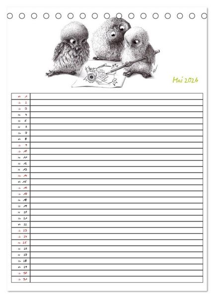 Produktbild: Tieronisch Eulen (Tischkalender 2026 DIN A5 hoch), CALVENDO Monatskalender
