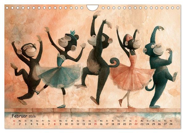 Produktbild: Verr&uuml;ckte Affenwelt (Wandkalender 2026 DIN A4 quer), CALVENDO Monatskalender
