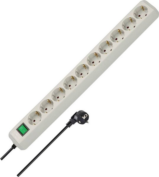 Produktbild: Brennenstuhl 1159350010 Steckdosenleiste mit Schalter 10fach Lichtgrau Schutzkontakt 1 St.