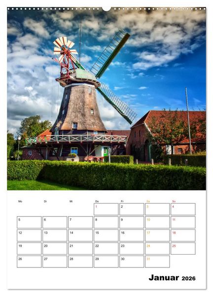 Produktbild: Historische Windm&uuml;hlen an der Friesischen M&uuml;hlenstra&szlig;e / CH-Version / Planer (hochwertiger Premium Wandkalender 2026 DIN A2 hoch), Kunstdruck in Hochglanz