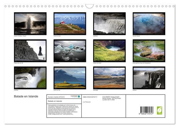 Produktbild: Balade en Islande (Calendrier mural 2026 DIN A3 vertical), CALVENDO calendrier mensuel