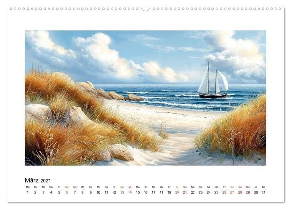 Produktbild: D&auml;nemark - Wind, Meer und stille Orte (hochwertiger Premium Wandkalender 2027 DIN A2 quer), Kunstdruck in Hochglanz
