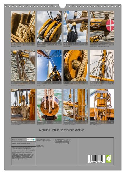 Produktbild: Maritime Details klassischer Yachten (Wandkalender 2026 DIN A3 hoch), CALVENDO Monatskalender