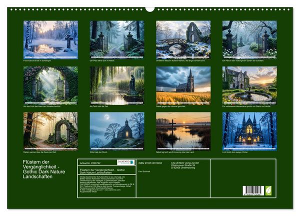 Produktbild: Fl&uuml;stern der Verg&auml;nglichkeit - Gothic Dark Nature Landschaften (Wandkalender 2026 DIN A2 quer), CALVENDO Monatskalender