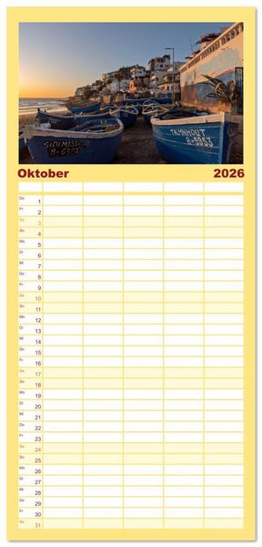 Produktbild: Familienplaner 2026 - Marokko, ein lebendiges Mosaik voller Farben. mit 5 Spalten (Wandkalender, 21 x 45 cm) CALVENDO