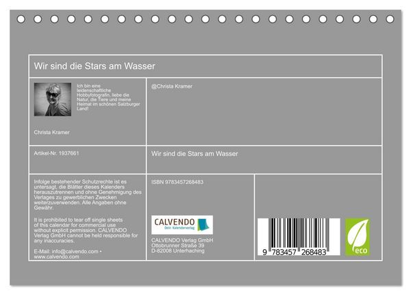 Produktbild: Wir sind die Stars am Wasser (Tischkalender 2026 DIN A5 quer), CALVENDO Monatskalender