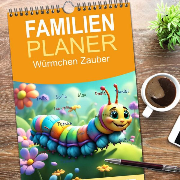 Produktbild: Familienplaner 2026 - W&uuml;rmchen Zauber mit 5 Spalten (Wandkalender, 21 x 45 cm) CALVENDO