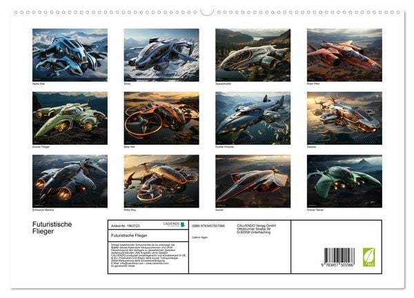 Produktbild: Futuristische Flieger (hochwertiger Premium Wandkalender 2026 DIN A2 quer), Kunstdruck in Hochglanz