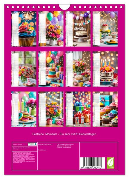 Produktbild: Festliche Momente - Ein Jahr mit KI Geburtstagen (Wandkalender 2026 DIN A4 hoch), CALVENDO Monatskalender