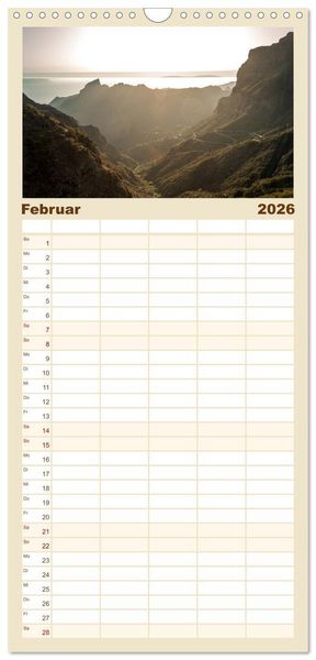 Produktbild: Familienplaner 2026 - Teneriffa - Inmitten des Atlantischen Archipels mit 5 Spalten (Wandkalender, 21 x 45 cm) CALVENDO