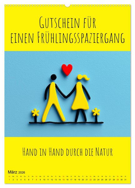 Produktbild: Gutscheinkalender - Gutschein Karten als Geschenk der Liebe (hochwertiger Premium Wandkalender 2026 DIN A2 hoch), Kunstdruck in Hochglanz