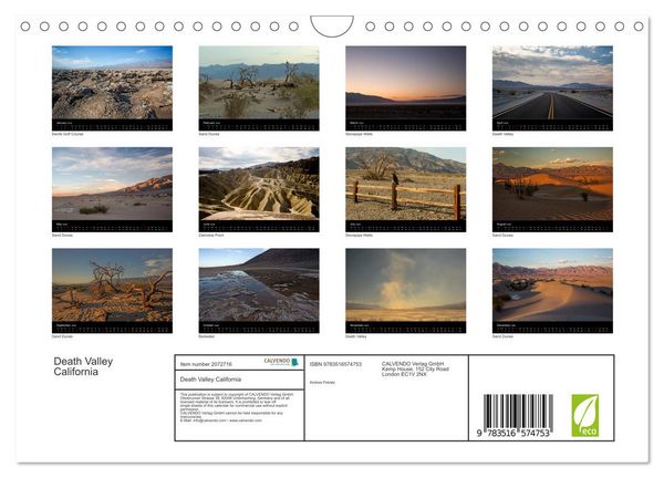 Produktbild: Death Valley California (Wall Calendar 2026 DIN A4 landscape), CALVENDO 12 Month Wall Calendar